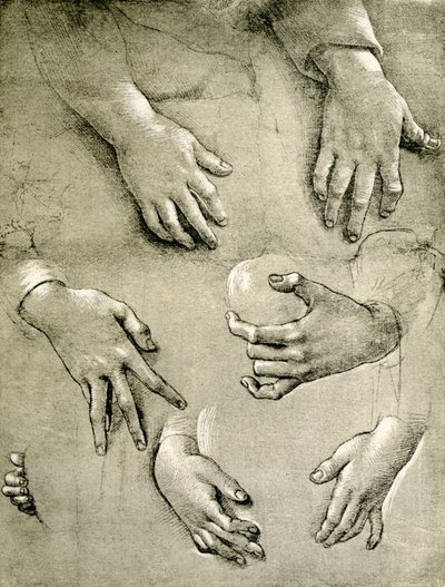 Hand studies to a Madonna by Raffaellino del Garbo